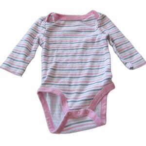 Circo 1 Pc Bodysuit Infant‎ Girls 0-3M Pink White Gray Striped Long Sleeve Snap
